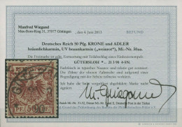 Delcampe - Dt. Reich 1889 Krone/Adler 50 Aa Gestempelt Geprüft Mit Befund, Kleiner Fehler - Used Stamps