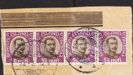 Delcampe - 1920. ISLAND. Official. Christian X. 50 AUR. Beautiful 4-stripe Cancelled FAGAR.... 23 7 1... (Michel Di. 39) - JF570427 - Service
