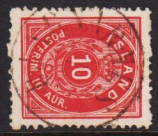 Delcampe - 1876. ISLAND. Aur-Issue. 10 Aur Carmine. Perf. 14x13½ Luxus Cancelled BJARNARNES.  (Michel 8A) - JF570429 - Oblitérés
