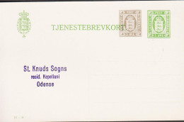 Delcampe - 1920. DANMARK.  TJENESTEBREVKORT.  3 + 5 ØRE. Print 56-H. Cancelled St. Knuds Sogn, Resid Kapellani, Odens... - JF570453 - Interi Postali