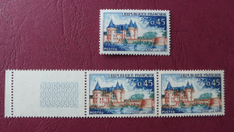 Delcampe - VARIÉTÉ RARE Couleur BRIQUE Au Lieu De Bleu Et De Vert CHATEAU De SULLY N° YT 1313 PAIRE CDF SPLENDIDE - Neufs
