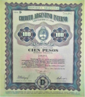 Delcampe - Credito Argentino Interno - Conversion 3% 1946 - Cien Pesos - Autres & Non Classés