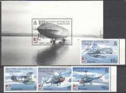 Delcampe - BAT 2009, Naval Aviation Week, Helicopter, Zeppelin, Planes, 4val + BF - Ongebruikt