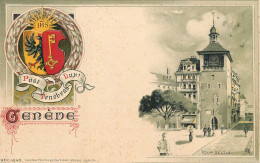 Delcampe - A6230 Antique Geneva Switzerland Gruss Aus Postcard - Tour De L'Ile Kunzli Litho Embossed Heraldic 1900s - Genève