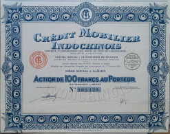 Delcampe - Crédit Mobilier Indochinois - Saïgon - 1931 - Action De 100 Francs - Autres & Non Classés