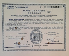 Delcampe - Commune D'Anderlecht - Bon De Caisse  - 1931 - Autres & Non Classés