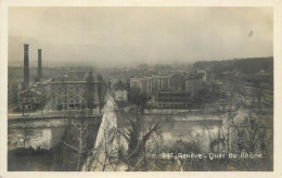 Delcampe - A6230 Geneva Switzerland Quai Du Rhone RPPC Postcard Industrial Factory Chimney - Genève