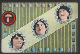 Delcampe - CPA - ILLUSTRATION CHAMPIGNON - PHOTO PORTRAITS DE FEMMES - Pilze
