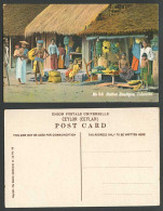 Delcampe - Ceylon Old Colour Postcard Native Boutiques Bautiques Colombo Women Men Children - Sri Lanka (Ceylon)