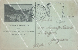 Delcampe - Bf373 Cartolina Badia Di Cava Collegio S.benedetto 1919 Provincia Di Salerno - Salerno
