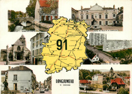 Delcampe - 91* LONGJUMEAU  Carte Du Dept Et Multi-vues  (CPM 10x15cm)      RL19,0484 - Longjumeau