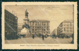 Delcampe - Napoli Città Piazza Ferrovia Monumento Garibaldi Carducci Cartolina MX4672 - Napoli (Neapel)