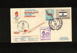 Delcampe - UN New York 1992 Olympic Games Albertville - Air France CONCORDE Flight UN New York JFK - Paris CdG - Albertville - Concorde