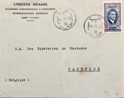 Delcampe - Syria Cover Aleppo To Belgium 16.12.1939 Commercial Umberto Draghi Hashim Atassi Stamp - Syrien