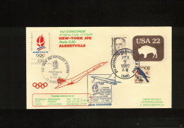 Delcampe - USA 1992 Olympic Games Albertville - Air France CONCORDE Flight New York JFK - Paris CdG - Albertville - Concorde