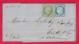 Delcampe - N°20 + 37 GC LA FERE AISNE POUR VALENCIENNES 15 OCT 1871 - 1849-1876: Classic Period