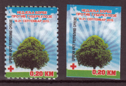 Delcampe - Bosnia Serbia 2013 TBC Red Cross Croix Rouge Rotes Kreuz Tree Tax Charity Surcharge Perforated+imperforated Stamp MNH - Croix-Rouge