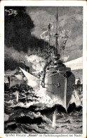 Delcampe - Artiste CPA Thiele, Arthur, Deutsches Kriegsschiff, SMS Roon, Aufklärungsdienst Bei Nacht - Sonstige & Ohne Zuordnung