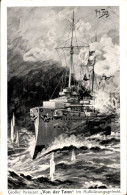 Delcampe - Artiste CPA Thiele, Arthur, Deutsches Kriegsschiff, SMS Von Der Tann, Aufklärungsgefecht - Autres & Non Classés