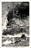 Delcampe - Artiste CPA Thiele, Arthur, Linienschiff Thüringen Im Kampf, 1. WK - Autres & Non Classés