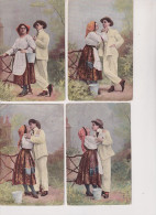 Delcampe - COPPIE COPPIA COSTUMI LOTTO 4 CARTOLINE IN SERIE VG 1903 - Couples