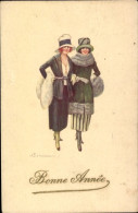 Delcampe - Artiste CPA Colombo, E., Glückwunsch Neujahr, Elegante Damen - Sonstige & Ohne Zuordnung
