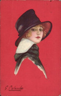 Delcampe - Artiste CPA Colombo, E., Frau Mit Hut, Portrait - Sonstige & Ohne Zuordnung