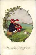 Delcampe - Artiste CPA Ebner, Pauli, Glückwunsch Ostern, Kinder, Osterhasen, Ostereier - Sonstige & Ohne Zuordnung