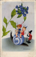 Delcampe - Artiste CPA Schermele, Willy, Glückwunsch Geburtstag, Kinder, Schnecke, Marienkäfer, Blume - Birthday