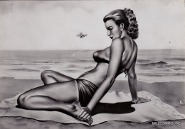 Delcampe - # DONNINA SEXY - DISEGNO OMBREGGIATO CON L'AEROGRAFO (2) - Mode