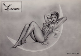 Delcampe - # DONNINA SEXY -"LUNA"  DISEGNO OMBREGGIATO CON L'AEROGRAFO - Mode