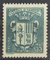 Delcampe - Andorre Français 1933 N°56 *TB Cote 80€ - Unused Stamps