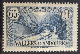 Delcampe - Andorre Français 1937/43 N°68 *TB Cote 20€ - Unused Stamps