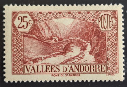 Delcampe - Andorre Français 1937/43 N°61  *TB Cote 11€ - Unused Stamps