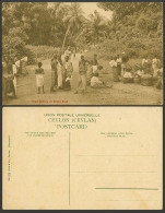 Delcampe - Ceylon Old Postcard Native Fruit Sellers GRAND PASS, Roadside Vendors Palm Trees - Sri Lanka (Ceylon)