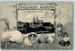 Delcampe - 4000 Basel Bâle 1904 - Münster Mit Pfalz Fröhliche Ostern Mädchen Ei Kük... - 13906525 - Basel