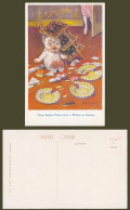 Delcampe - BONZO Dog GE Studdy C1920 Old Postcard 3 Broken Plates Means A Woman Coming 1068 - Non Classés