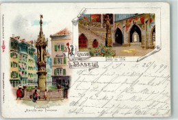 Delcampe - 4000 Basel Bâle 1899 Gebrauchsspuren Rathaus Fischmarkt Brunnen - 13936528 - Basel