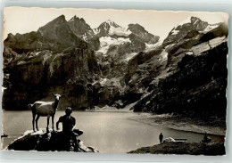 Delcampe - Oeschinensee 1912 - Kind Mit Ziege Blümlisalp Kandersteg - 39489260 - Sonstige & Ohne Zuordnung