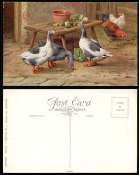 Delcampe - E. Hunt Artist Signed Old Postcard Birds Geese Rooster Chicken Goose, Vegetables - Non Classés
