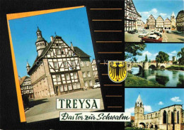 Delcampe - Treysa Motive Stadtzentrum Fachwerkhaeuser Kirche Partie Am Fluss - Schwalmstadt