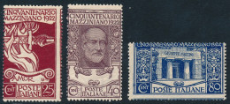 Delcampe - Italia Regno 1922 Giuseppe Mazzini Serie N.128/130 MH* - Andere & Zonder Classificatie