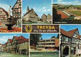 Delcampe - Treysa Marktplatz Rathaus Bahnhofstrasse Sparkasse Hessisches Fachwerkhaus Schwa - Schwalmstadt