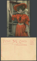Delcampe - Edwardian Actress Miss MARIE STUDHOLME Red Dress & Hat Old Colour Postcard Rapid - Acteurs