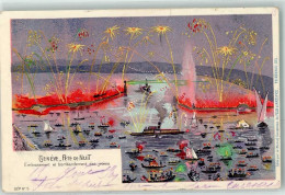 Delcampe - 1200 Genève Genf 1902 Lithographie Fete De Nuit Feuerwerk Hafen - 13271549 - Genève