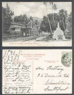 Delcampe - Ceylon GB KE7 1/2d 1908 Old Postcard Temple Of The Holy Tooth Kandy Dagoba Palms - Sri Lanka (Ceylon)