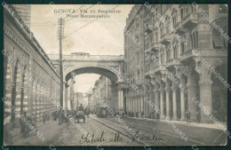 Delcampe - Genova Città Ponte Monumentale Tram PIEGHINA Cartolina WX2602 - Genova (Genua)