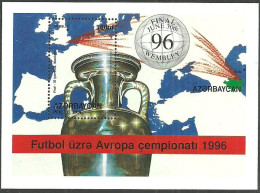 Delcampe - AZERBAIJAN 1996 FOOTBALL EUROPEAN CHAMPIONSHIPS ENGLAND CUP DETAIL M/SHEET MNH - Aserbaidschan