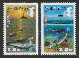 Delcampe - AZERBAIJAN 2001 EUROPA WATER SEAL STURGEON CRAB OIL RIG SET MNH - Aserbaidschan