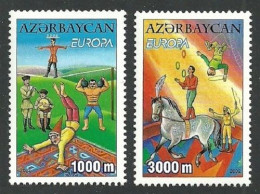 Delcampe - AZERBAIJAN 2002 EUROPA CIRCUS ACROBATS JUGGLERS HORSES SET MNH - Aserbaidschan